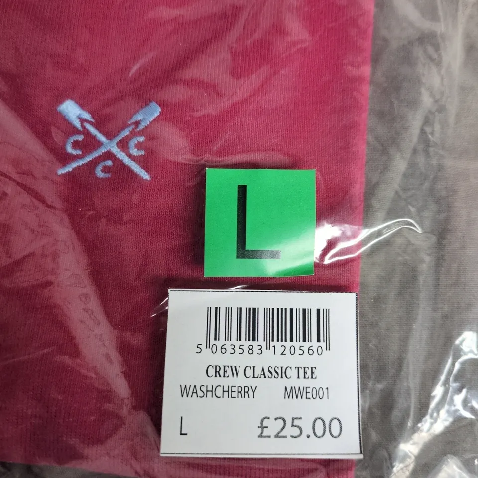 CREW CLOTHING COMPANY CLASSIC TEE – WASH CHERRY, UK L (L) – MWE001