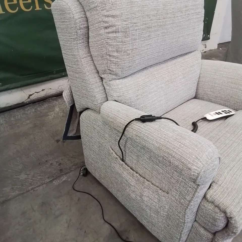 QUALITY BRITISH DESIGNER G PLAN POWER RISE & RECLINING EASY CHAIR LIGHT GREY FABRIC 