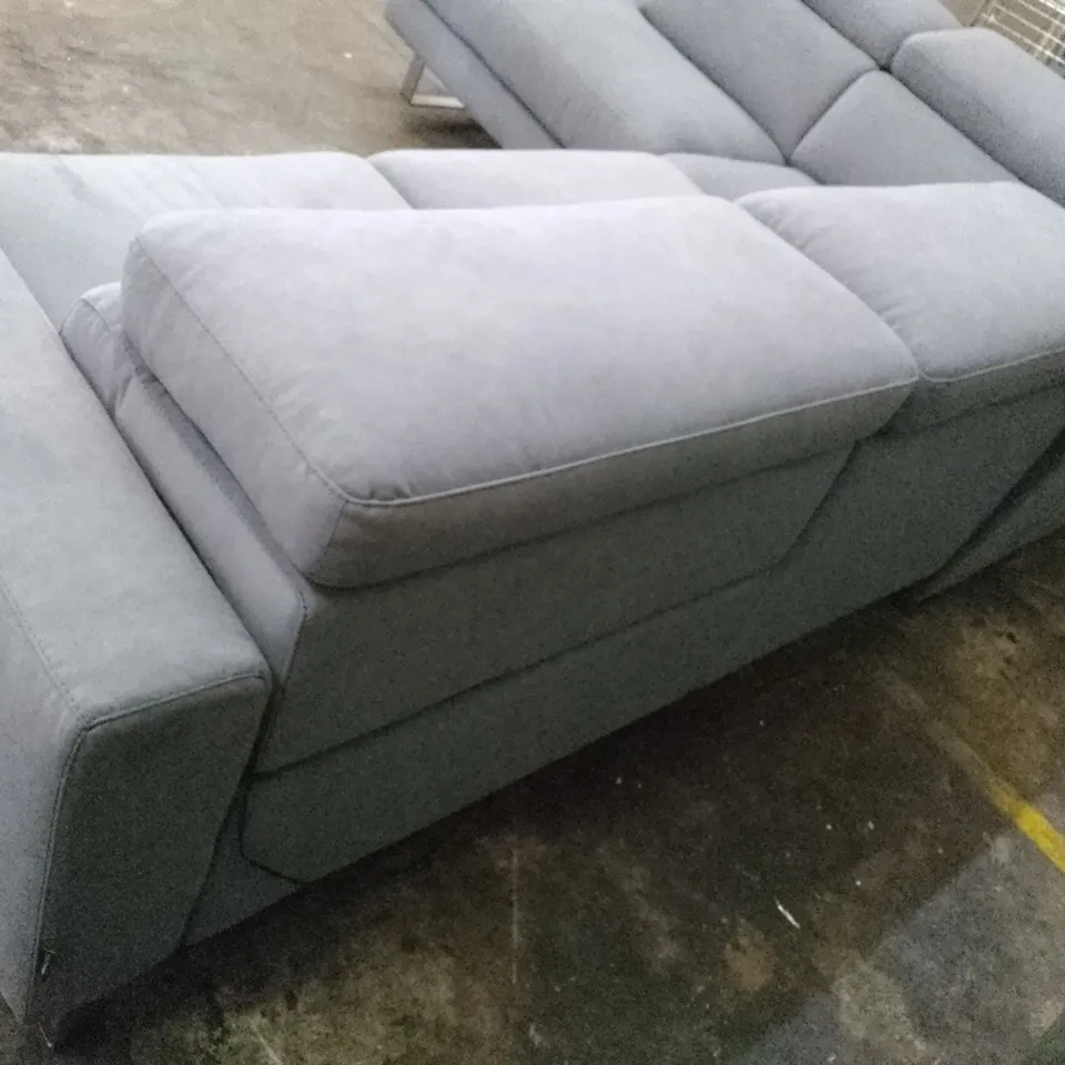 QUALITY ITALIAN DESIGNER CTC MASSIMO ELECTRIC RECLINER CORNER SOFA - GREY/BLUE FABRIC