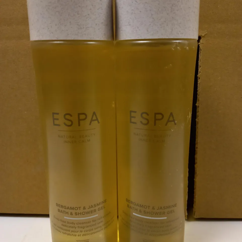 LOT OF 2 ESPA BERGAMOT & JASMINE BATH & SHOWER GEL - 2X250ML