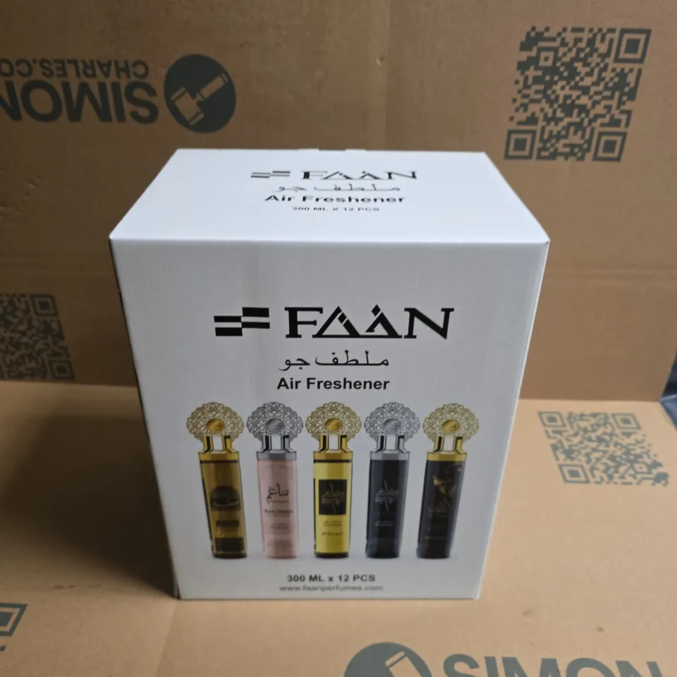 BOXED SET OF 12 FAAN GHUZLAN EAU DE PARFUM AIR FRESHENERS (12X300ML) - COLLECTION ONLY