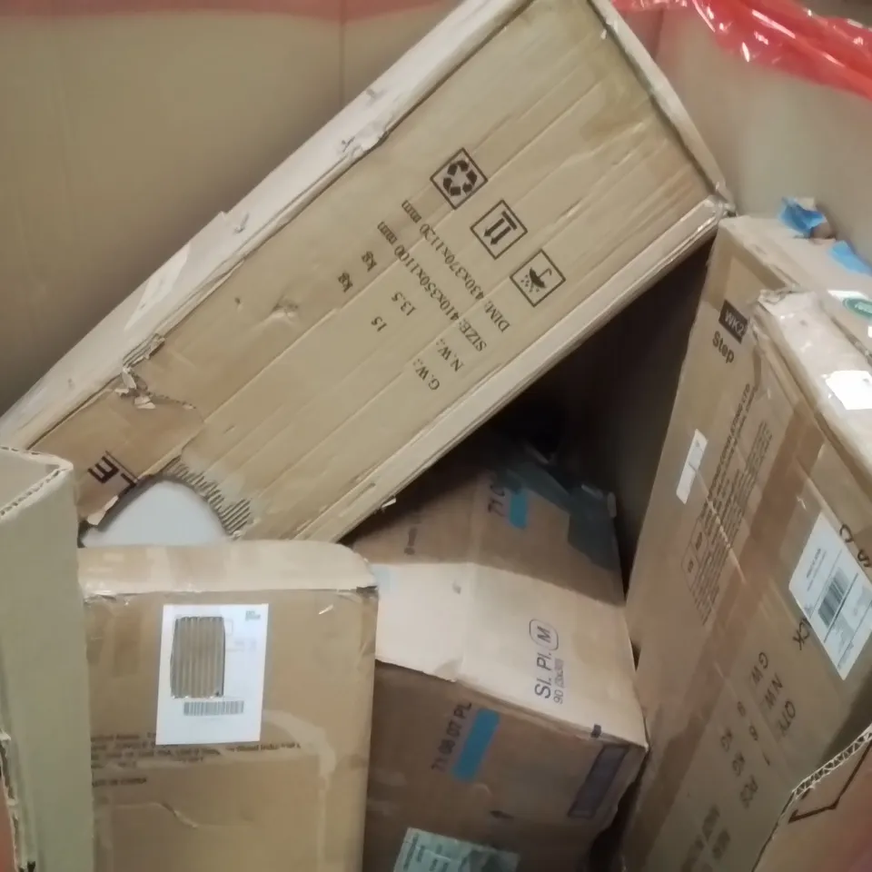 PALLET OF ASSORTED HOUSEHOLD GOODS AND PRODUCTS TO INCLUDE;PROJECTOR CEILING MOUNT,WORK TABLE