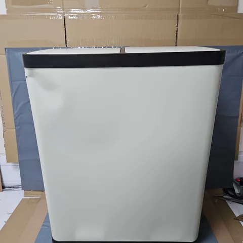 BOXED DUAL PEDAL BIN IN EGRET