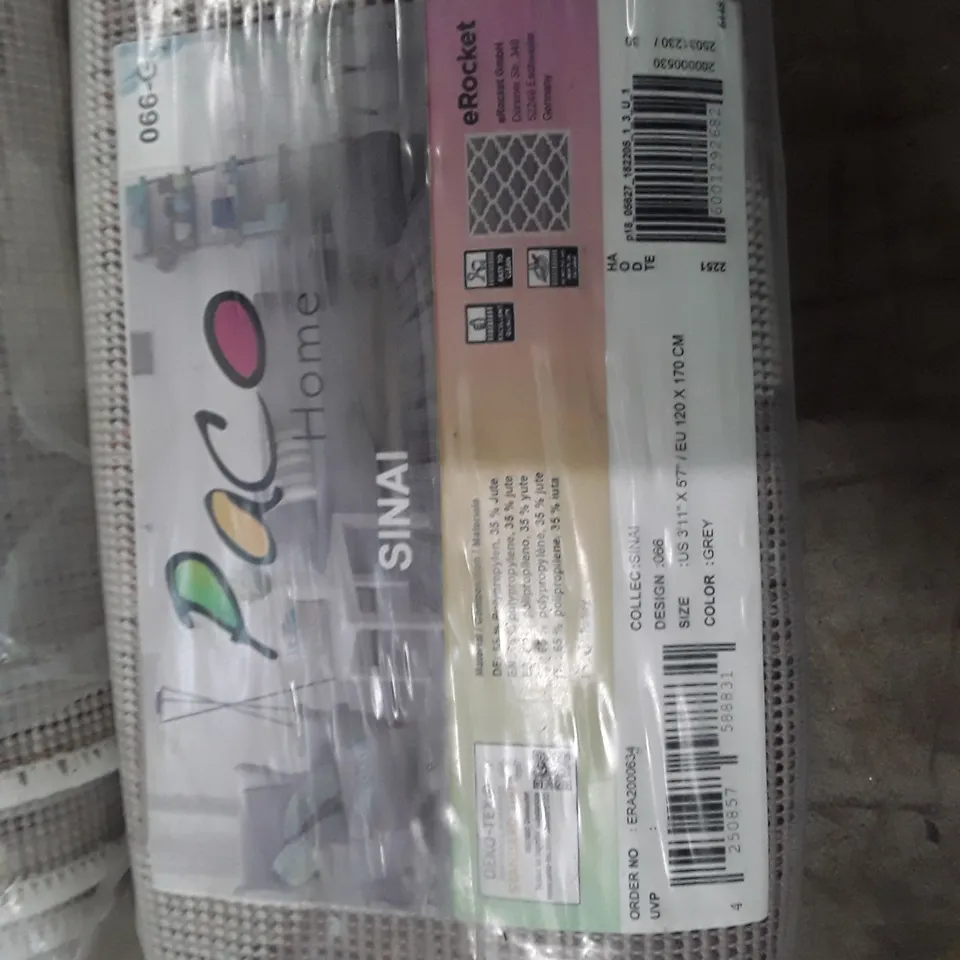 BRAND NEW BAGGED PACO HOME 066 SINAI RUG IN GREY - 120 X 170CM