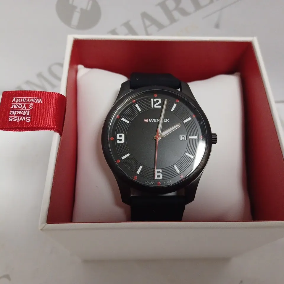 WENGER BLACK WATCH WITH RUBBER STRAP