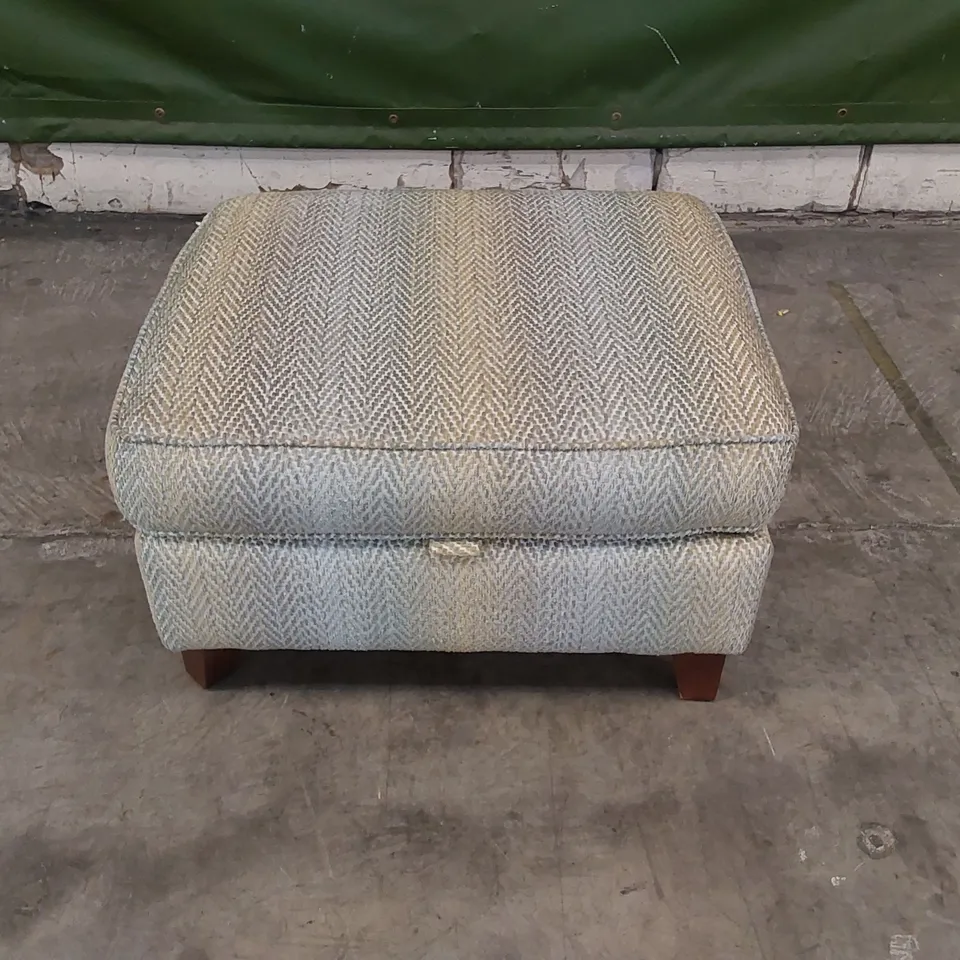 DESIGNER FABRIC UPHOLSTERED STORAGE FOOTSTOOL 