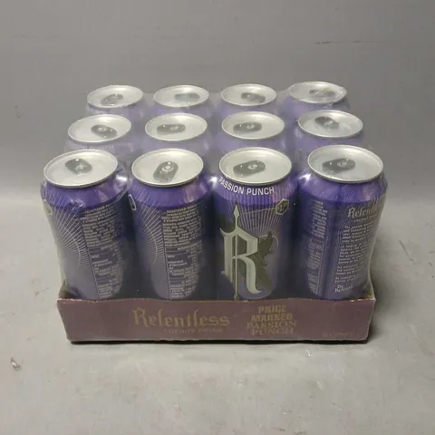 PACK OF 12 RELENTLESS PASSION PUNCH ENERGY DRINKS - COLLECTION ONLY