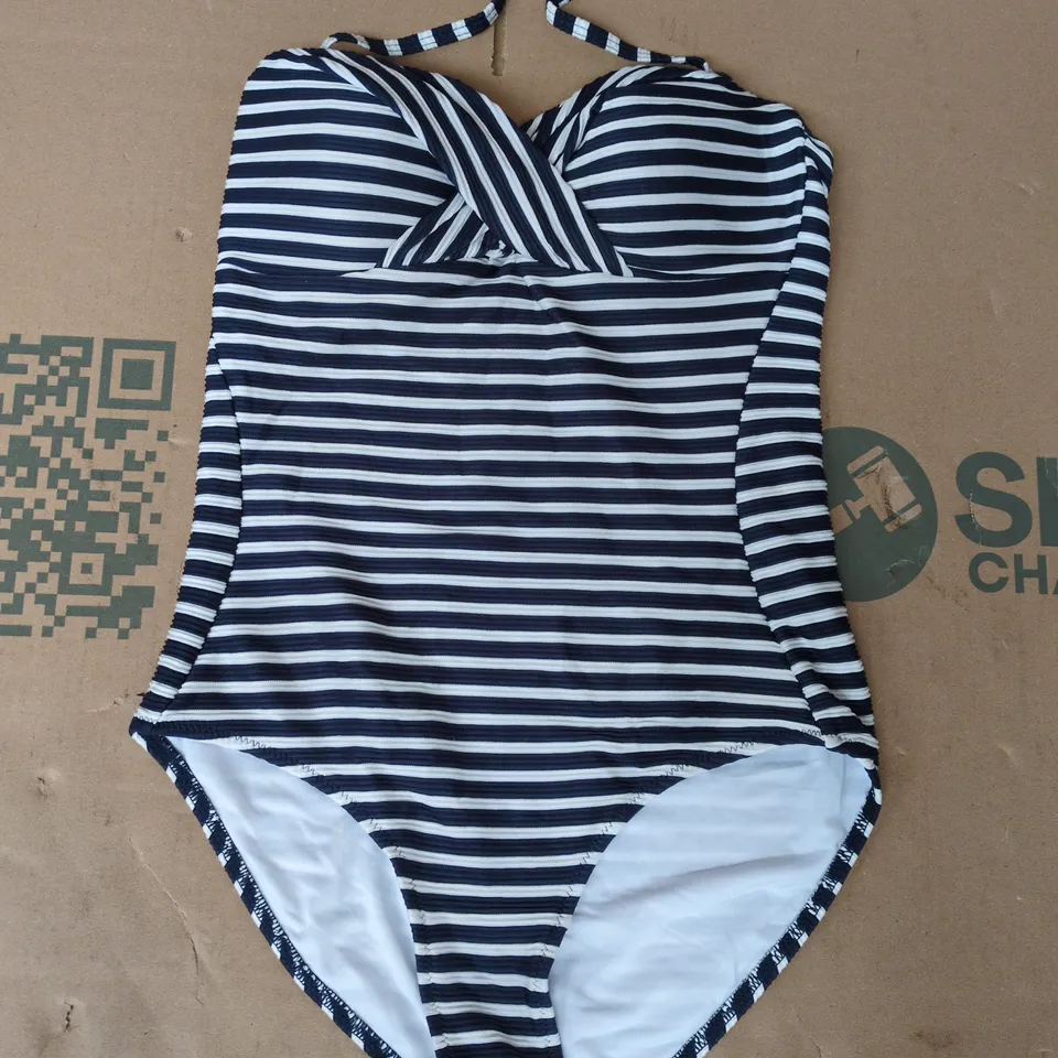 JOHN LEWIS WOMEN'S NAVY & WHITE STRIPED ONE-PIECE SWIMSUIT SIZE 12