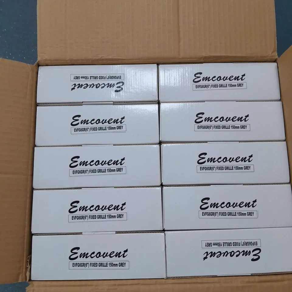 APPROXIMATELY 20 EMCOVENT FIXED GRILLE 150MM GREY EVFG6GR