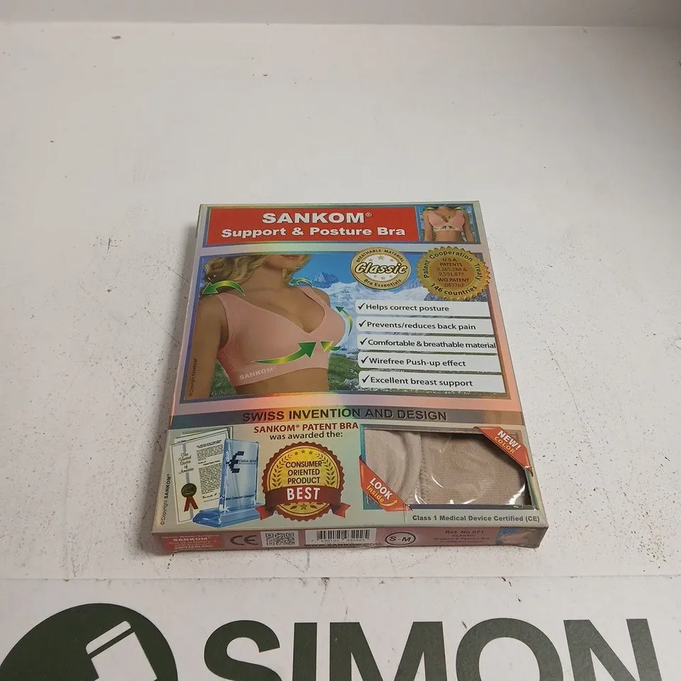 BOXED AND SEALED SANKOM SUPPORT AND POSTURE BRA AND SIZE S - M