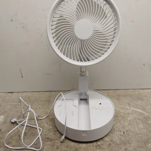 BOXED BELL & HOWELL OSCILLATING FOLDING RECHARGEABLE FAN IN WHITE
