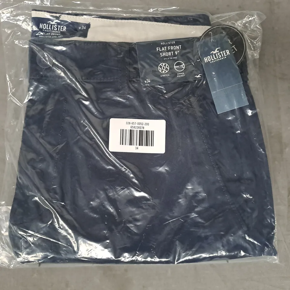 HOLLISTER FLAT FRONT SHORT 9" IN DARK NAVY SIZE 34