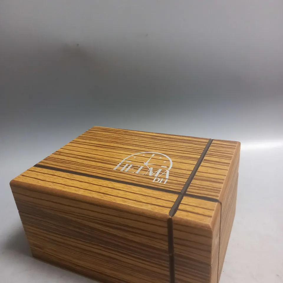 BOXED HELMA DH WATCH WITH PALE BLUE FACE IN SILVER