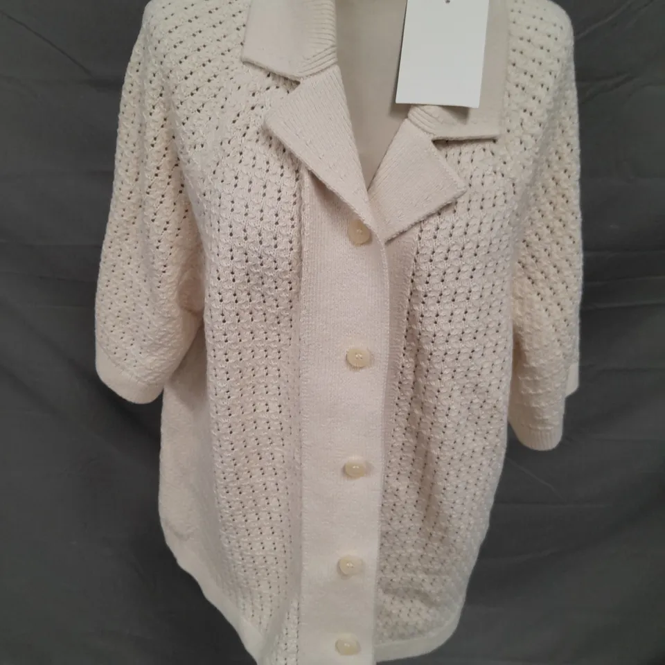 COS CREAM KNIT BUTTON FRONT CARDIGAN - EUR M 
