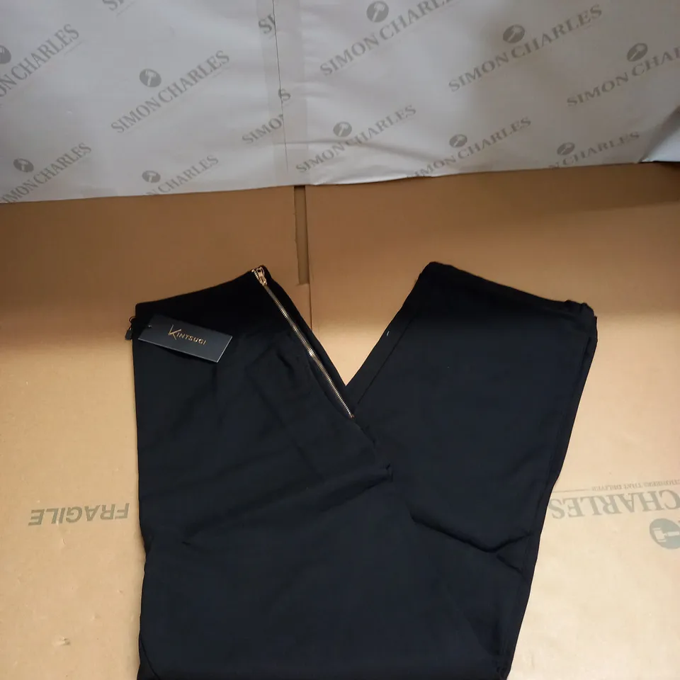 KINTSUGI WOMENS PETITE LENGTH BLACK TROUSERS WITH SIDE ZIPS AND POCKETS SIZE 10