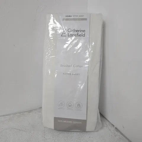 CATHERINE LANSFIELD BRUSHED COTTON DOUBLE FITTED SHEET