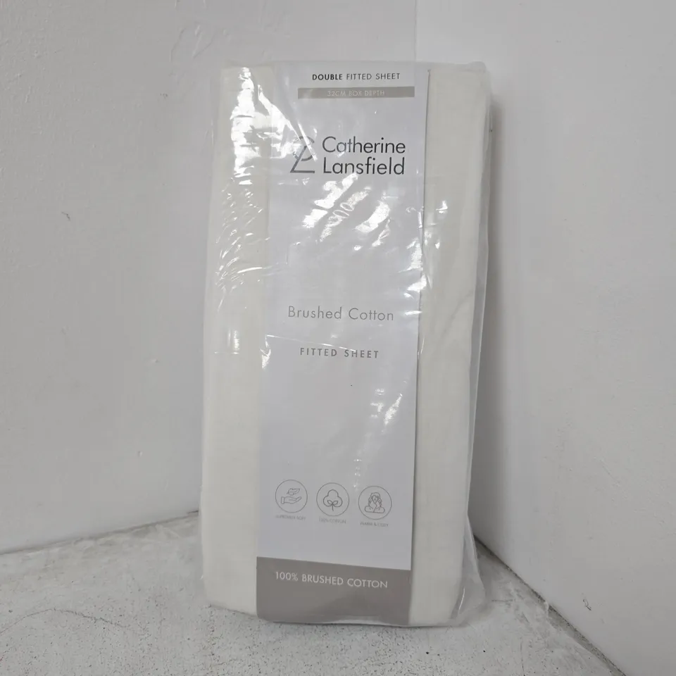 CATHERINE LANSFIELD BRUSHED COTTON DOUBLE FITTED SHEET