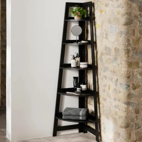 BOXED HUMPHREY CORNER LADDER SHELF - BLACK (1 BOX)