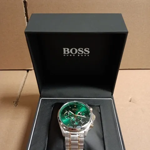 BOXED HUGO BOSS WATCH – GREEN DIAL, CHRONOGRAPH, TWO-TONE STAINLESS STEEL