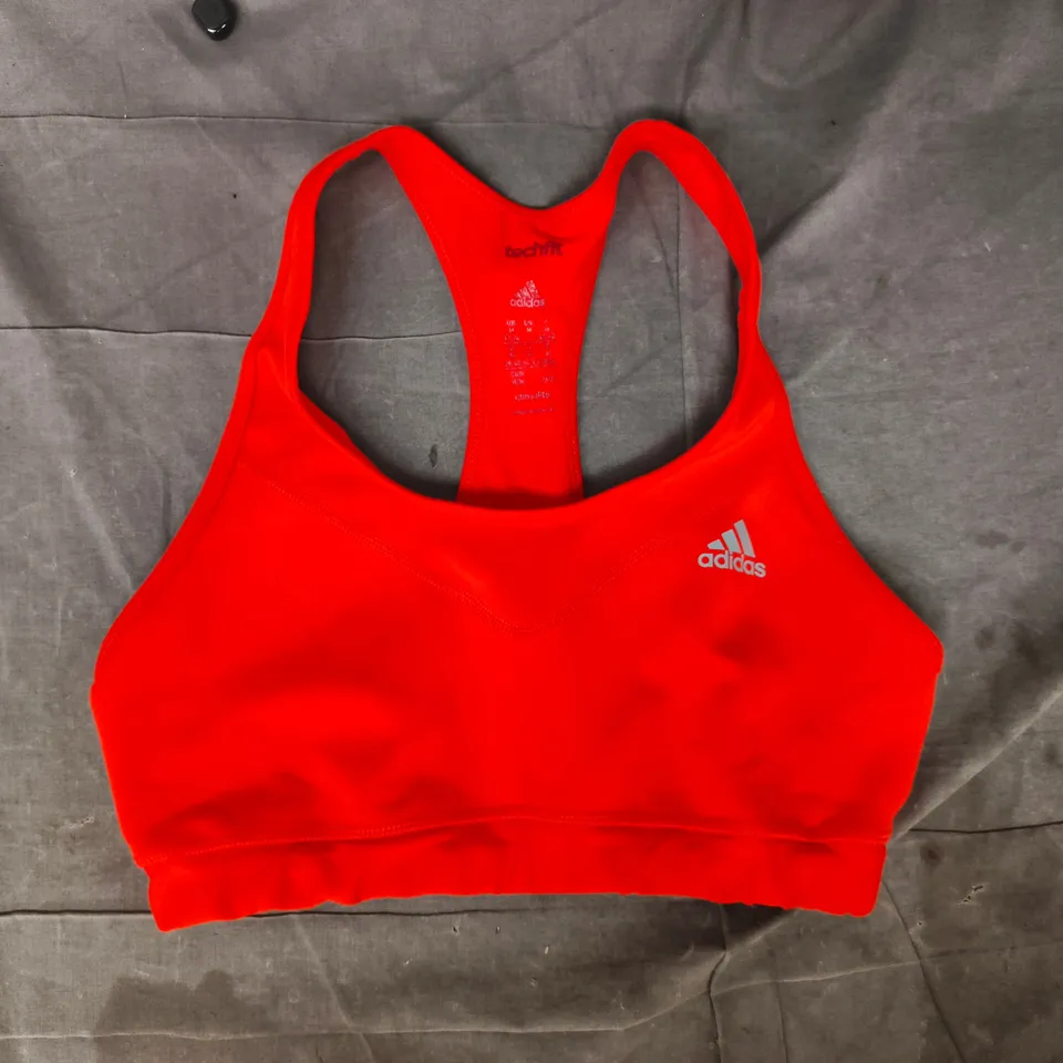 ADIDAS WOMEN'S TECHFIT CLIMATE SPORTS BRA IN ORANGE SIZE MEDIUM