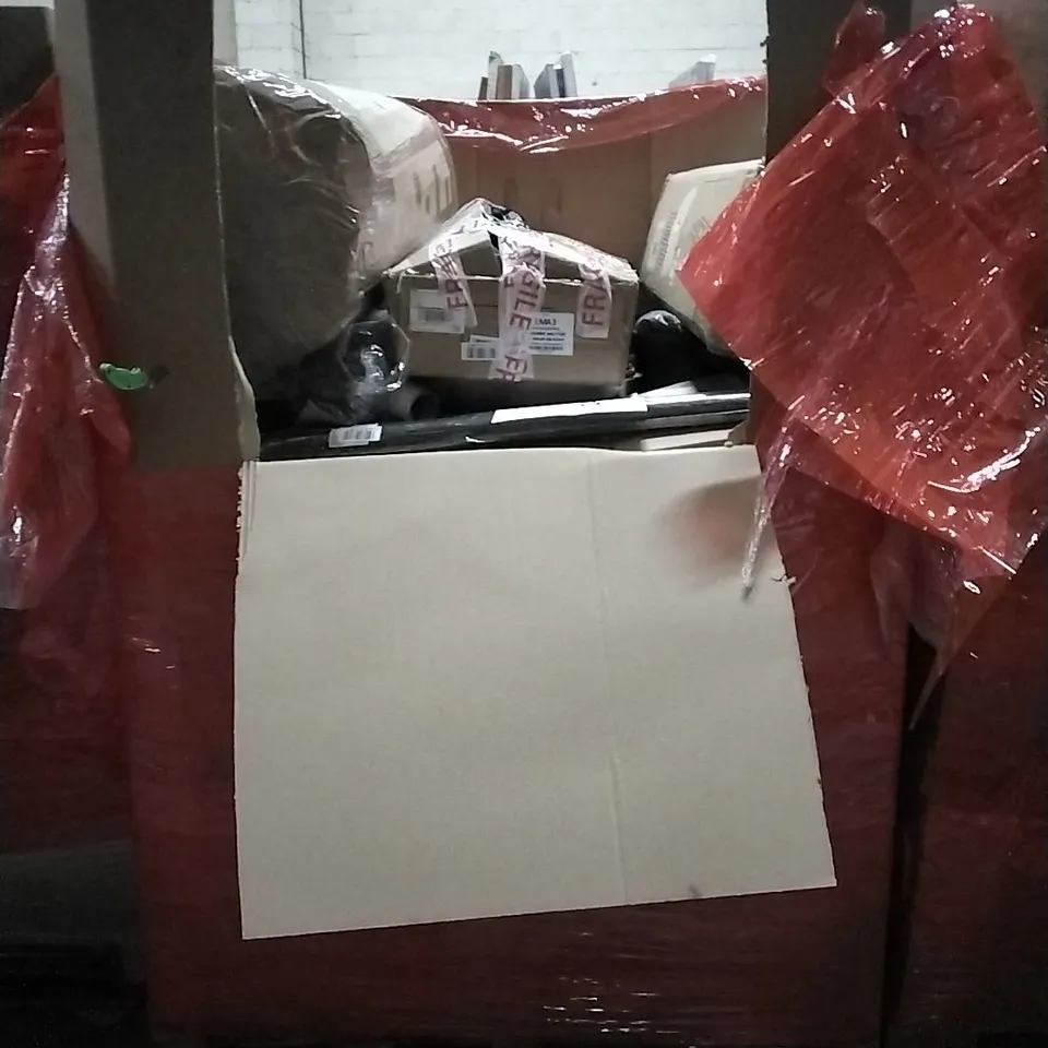 PALLET OF HOUSEHOLD ITEMS TO INCLUDE ELECTRIC OVER BLANKET, 16PCS BLACK DINNER SET, GARMENT STEAMER AND OTHER ASSORTED ITEMS...