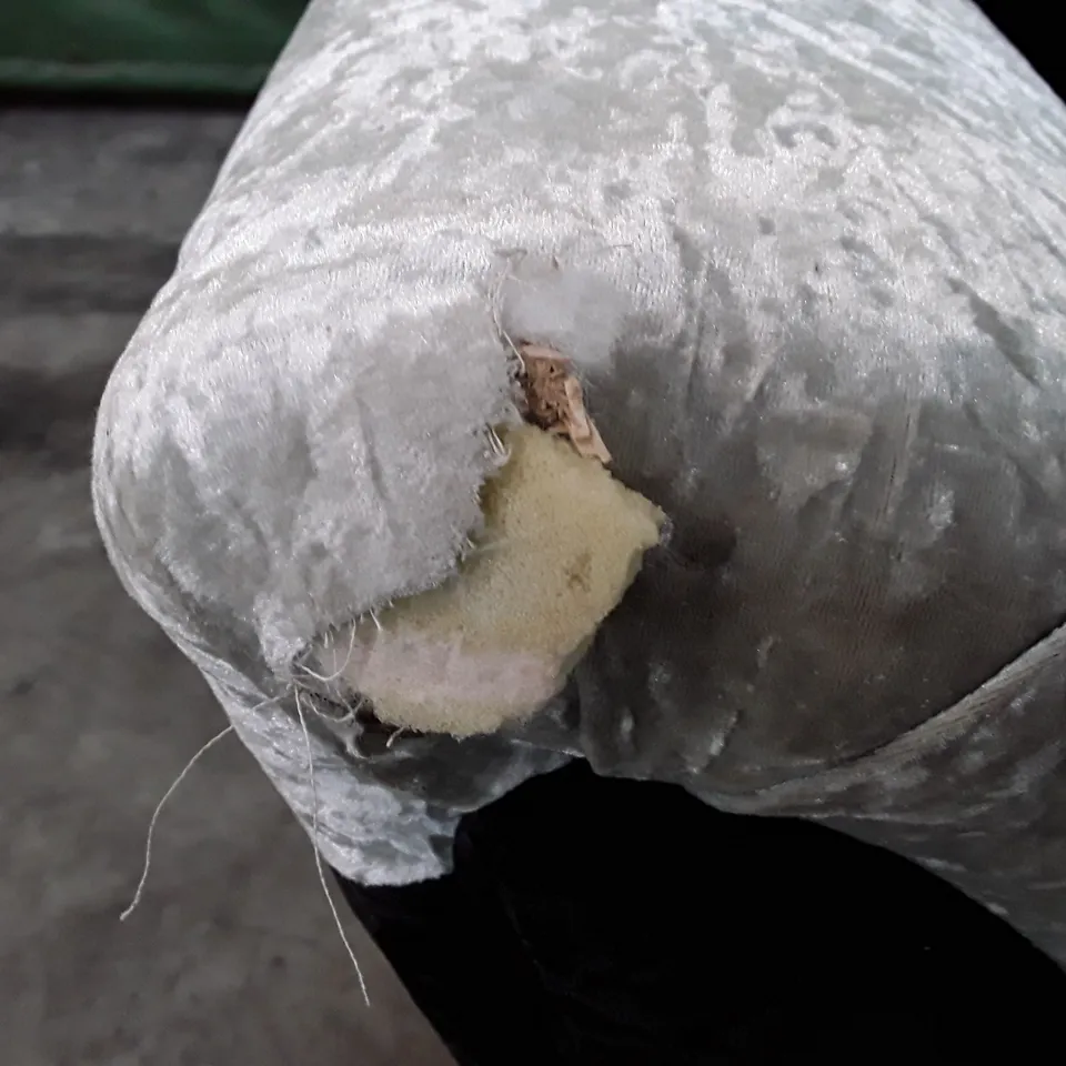 DESIGNER 2 SEATER SOFA - SILVER/BLACK VELVET FABRIC