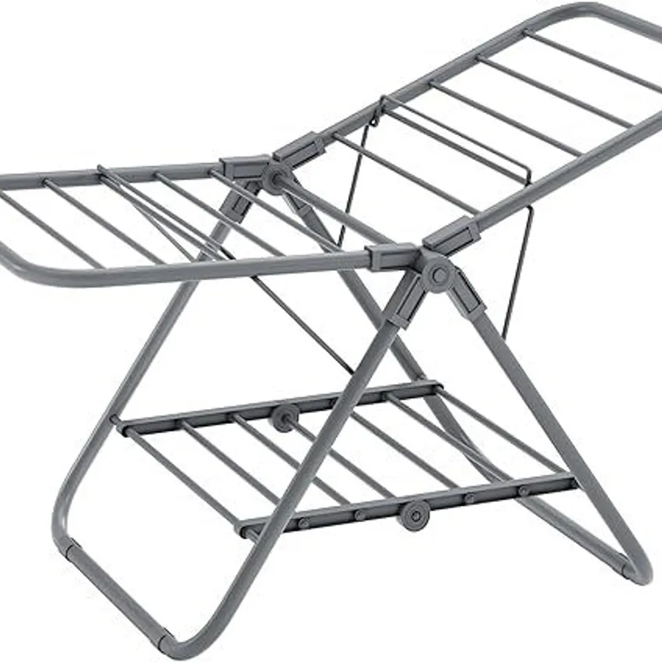 BOXED SONGMICS SMALL FOLDING CLOTHES AIRER WITH 2 WINGS, 44 X 101 X 54 CM, DOVE GREY LLR504G01