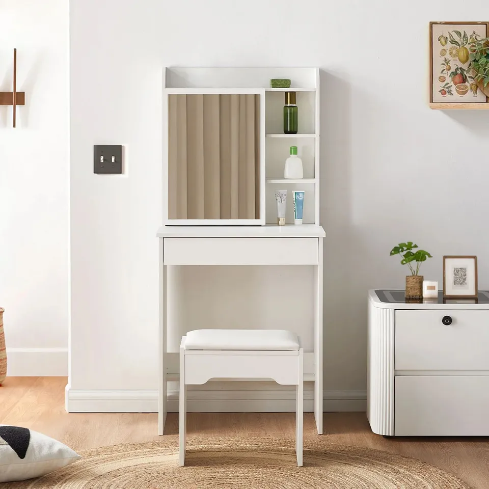 BOXED MONA VANITY DRESSING TABLE SET [SLIDING MIRROR] - COLLECTION ONLY