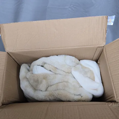 COZEE HOME LUXURY RUCHED FAUX FUR AND VELVETSOFT HEATED THROW