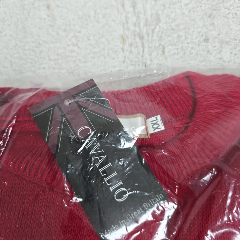 CAVALLI KNIT SWEATER – RED, SIZE XL (UK), MADE IN GREAT BRITAIN