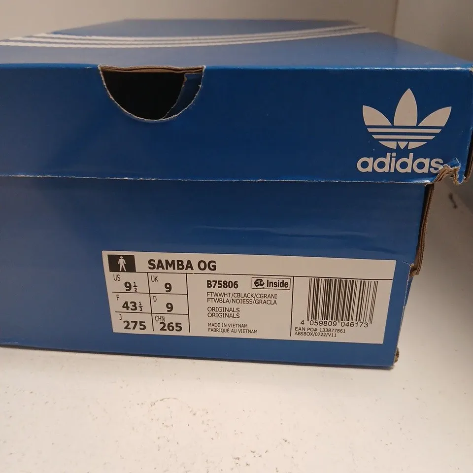 ADIDAS SAMBA OG SNEAKERS – WHITE/BLACK, UK 9 (US 9.5)