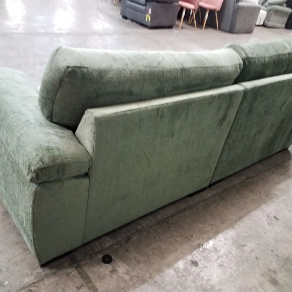 QUALITY DESIGNER SALERNO STANDARD 4 SEATER SOFA - OLIVE GREEN FABRIC