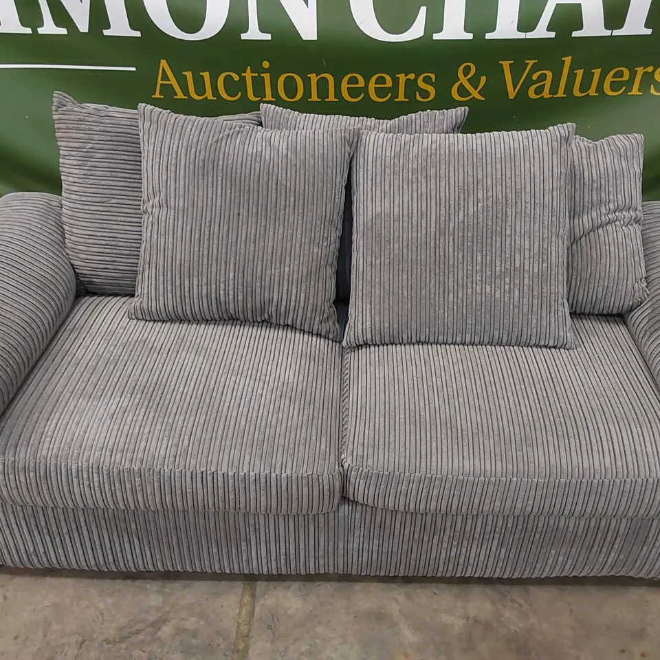QUALITY DESIGNER 3 SEATER FABRIC UPHOLSTERED SOFA - GREY