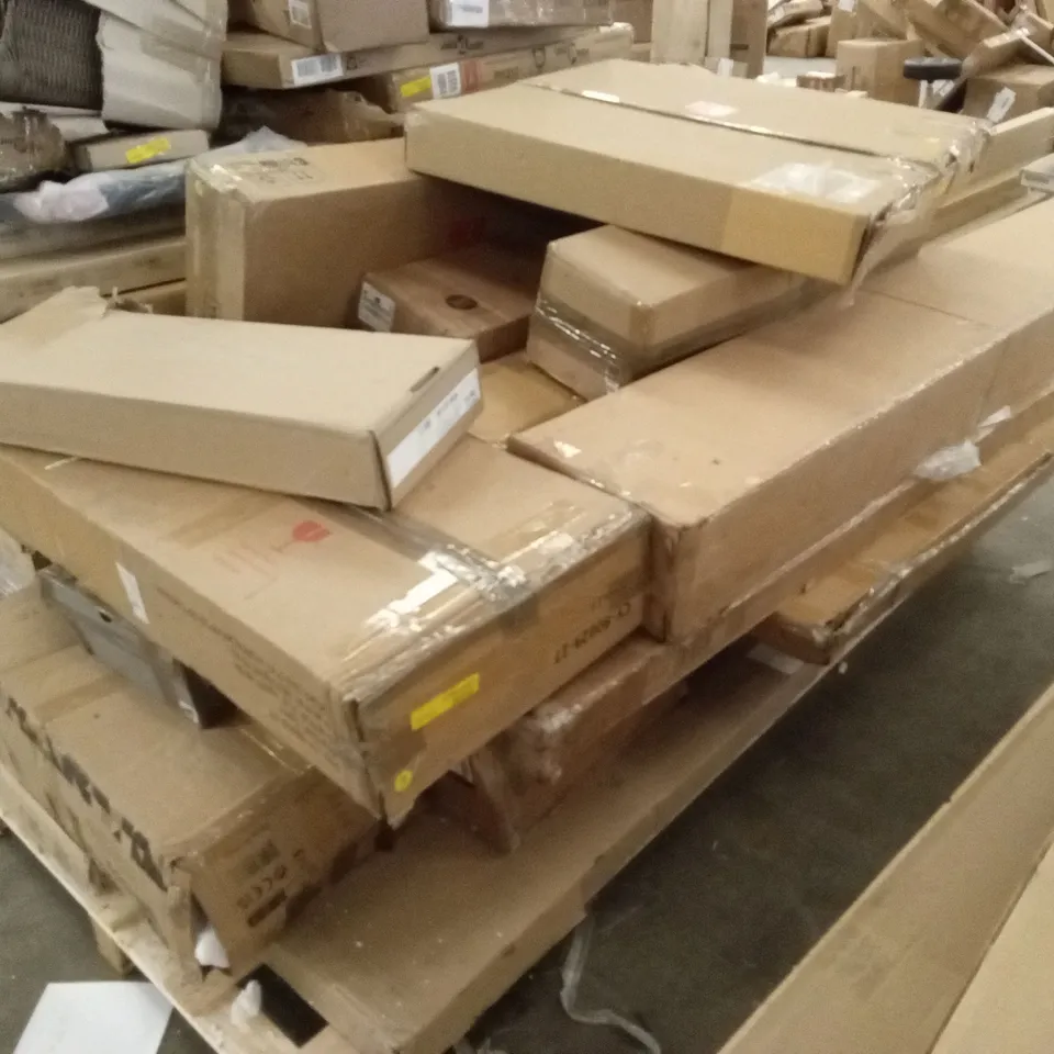 PALLET OF ASSORTED INCOMPLETE DESIGNER FURNITURE PARTS AND PIECES 