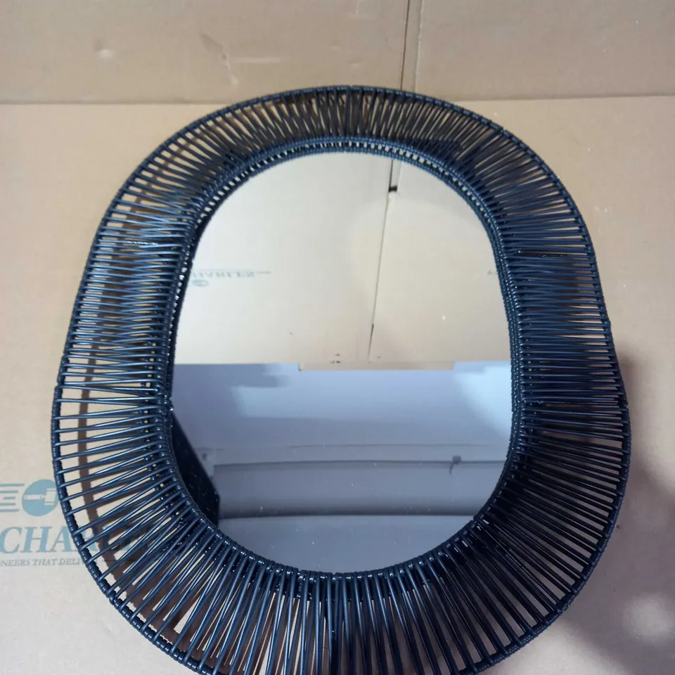 BLACK POLY RATTAN MIRROR - COLLECTION ONLY  RRP £45