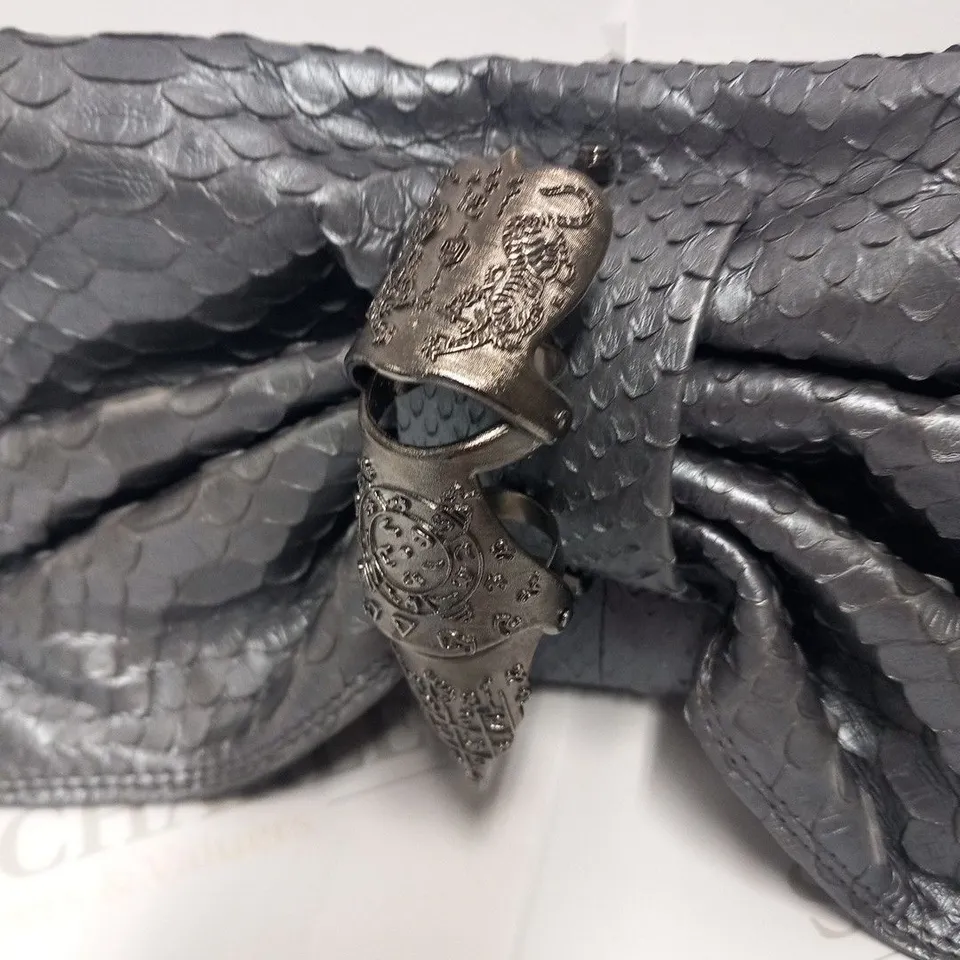 MASON DU POSH SILVER SHADE PYTHON CLUTCH BAG