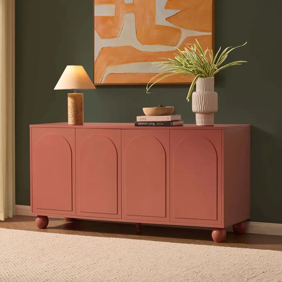 BOXED DUSK RACHEL ARCH FRONT 4 DOOR SIDEBOARD - TERRACOTTA (1 BOX)