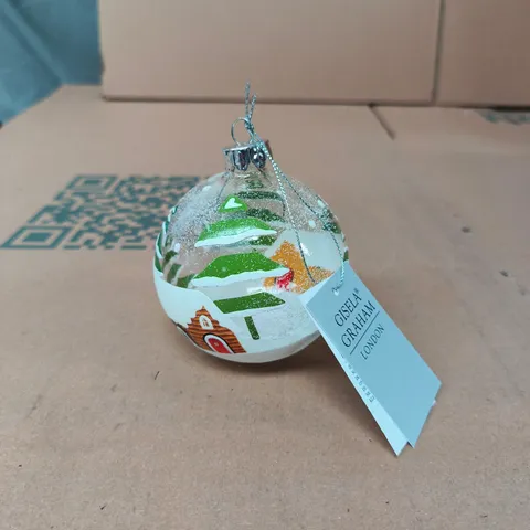 GISELA GRAHAM LONDON - CHRISTMAS BAUBLE WITH FESTIVE SNOW DESIGN - BOX OF 12