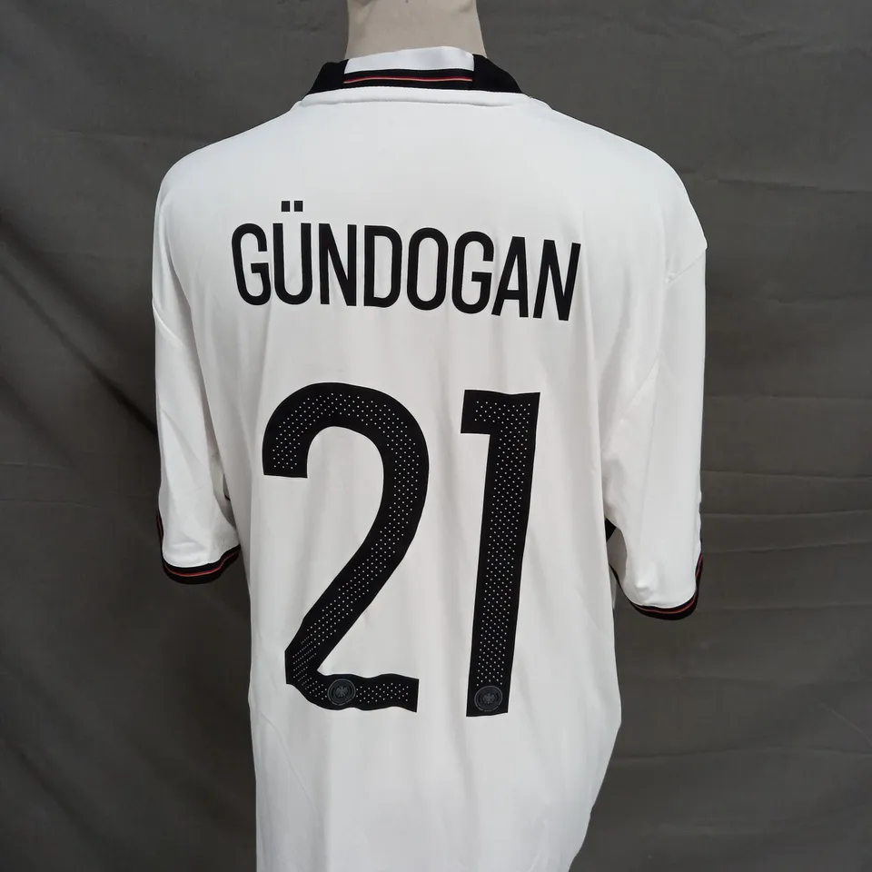 ADIDAS GERMANY WHITE FOOTBALL SHIRT - GUNDOGAN 21 - UK L