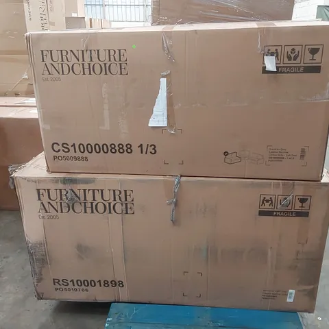 PALLET TO CONTAIN 2 X BOXED DESIGNER INCOMPLETE SOFA PARTS
