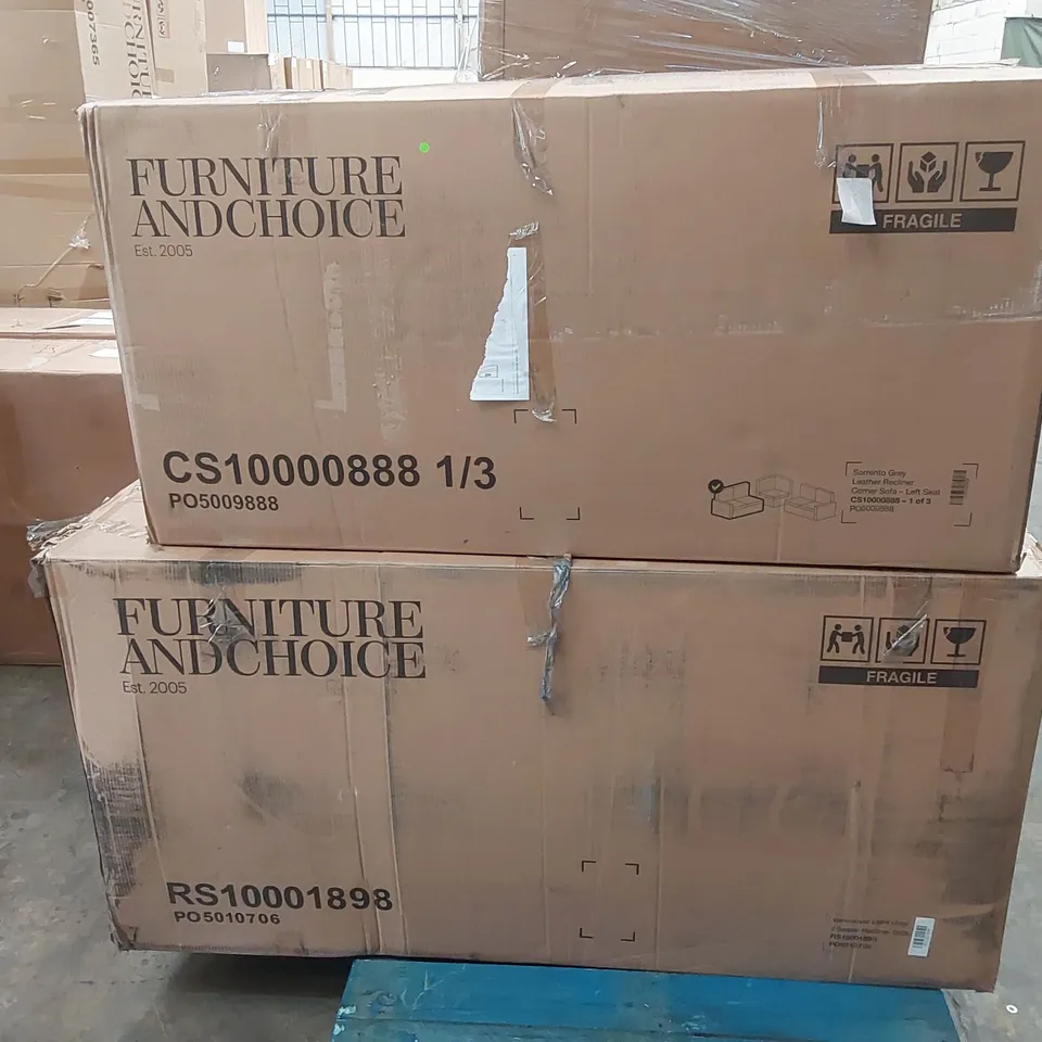 PALLET TO CONTAIN 2 X BOXED DESIGNER INCOMPLETE SOFA PARTS 
