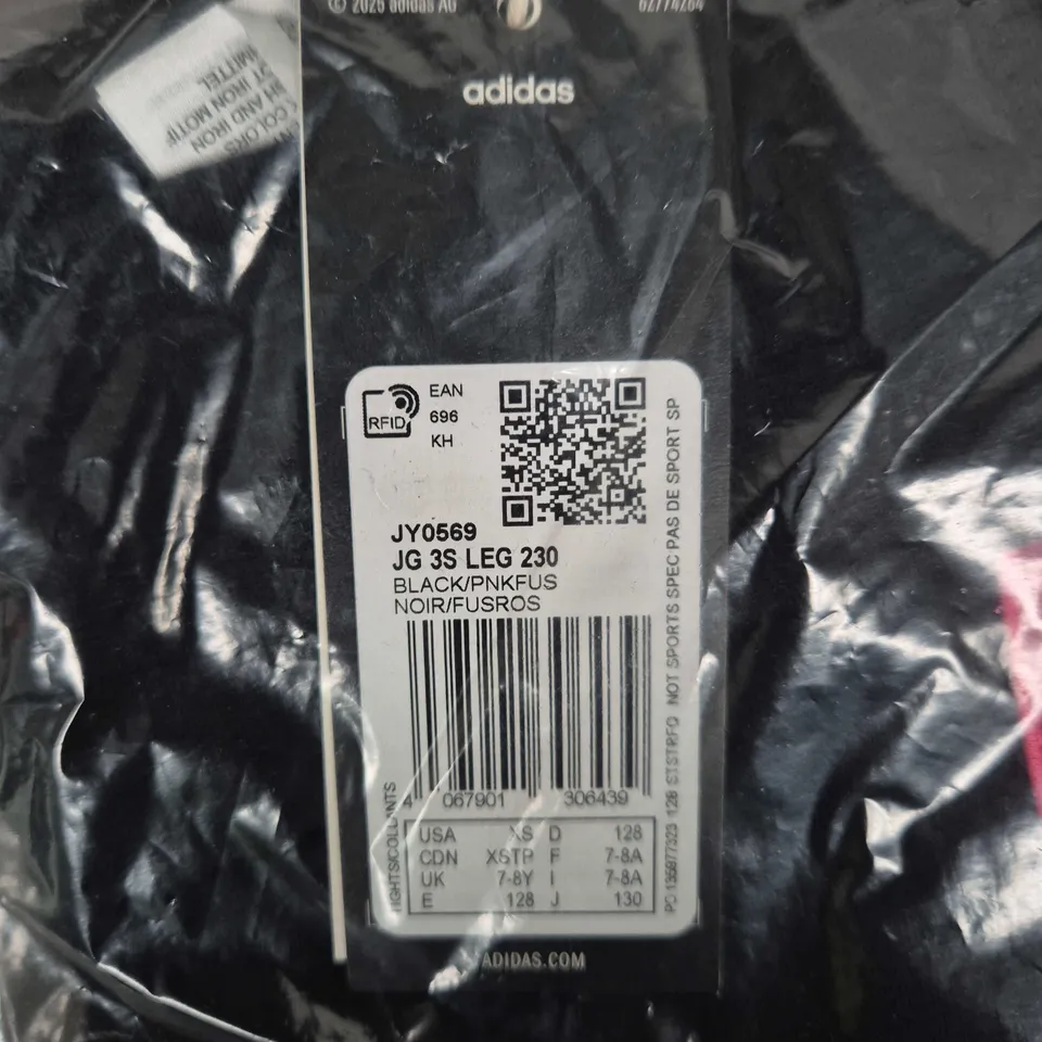 ADIDAS KIDS' 3S LEG 230 BLACK/PINK, UK 7-8 (7-8 YRS)