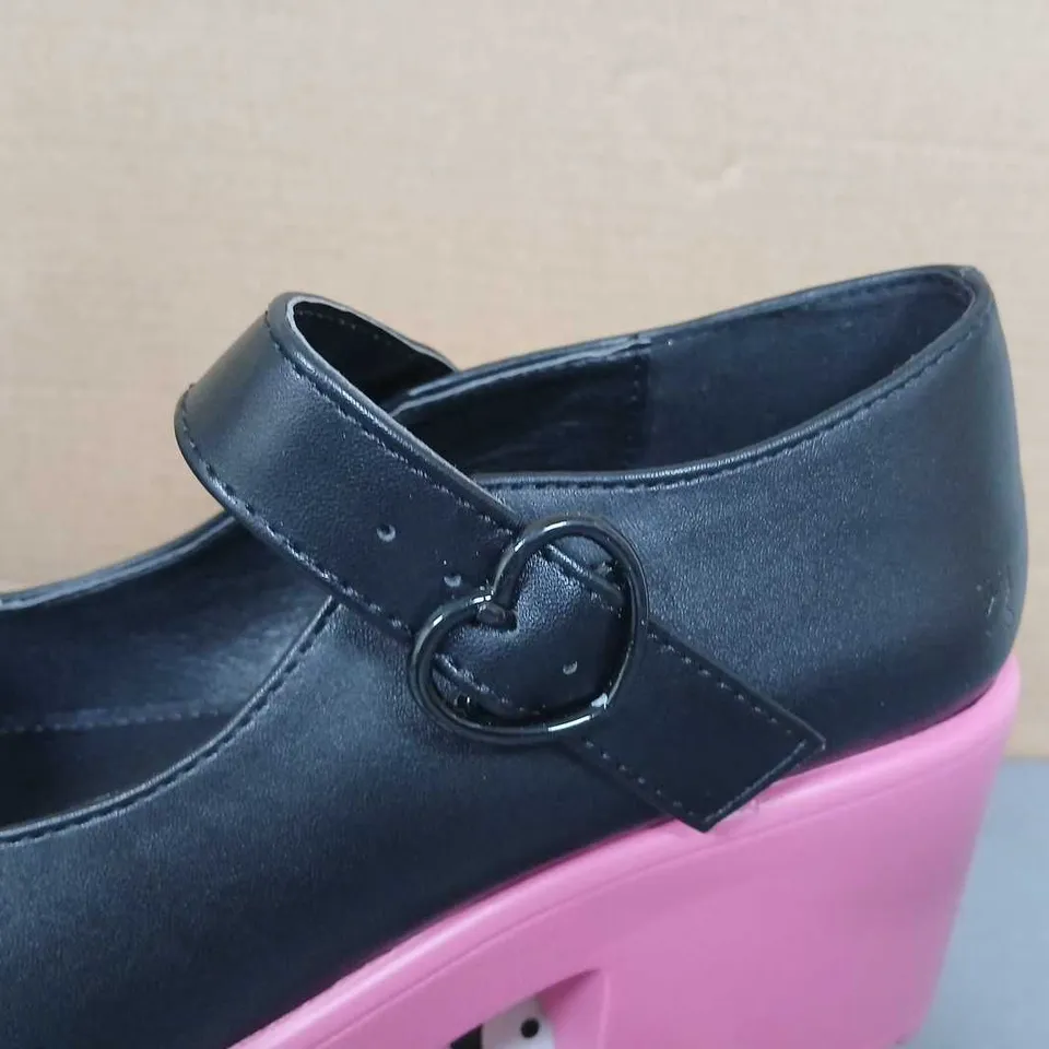 BRAND NEW KOI FOOTWEAR BLACK & PINK PLATFORM MARY JANE SHOES – UK 4