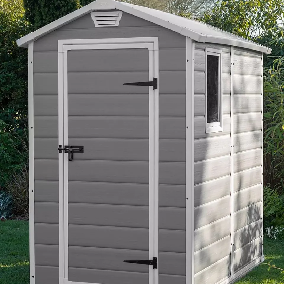 BOXED KETER 4X6 FT APEX MANOR RESIN GARDEN SHED (1 BOX) RRP £349.99
