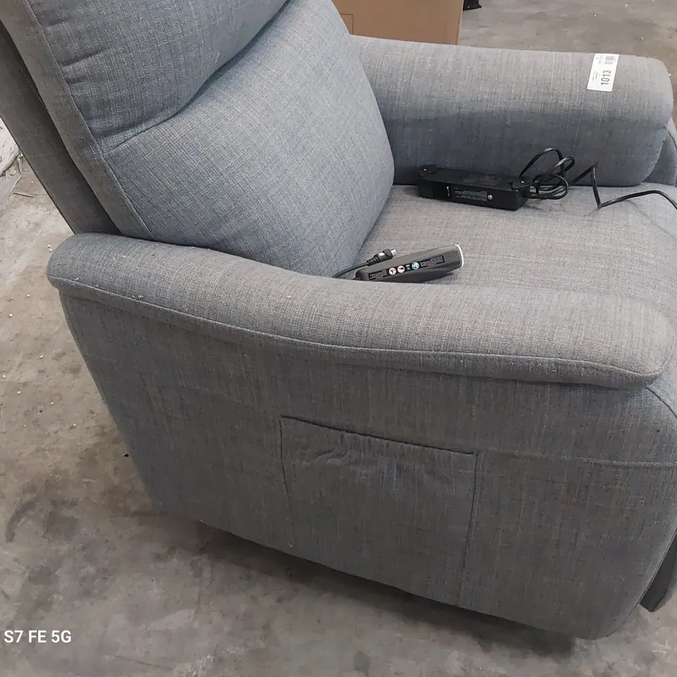 DESIGNER ANELLIZ POWER RECLINING EASY CHAIR GREY FABRIC 