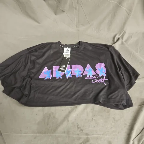 ADIDAS WOMENS JEREMY SCOTT CROPPED TRAINING TEE IN BLACK SIZE 2XL