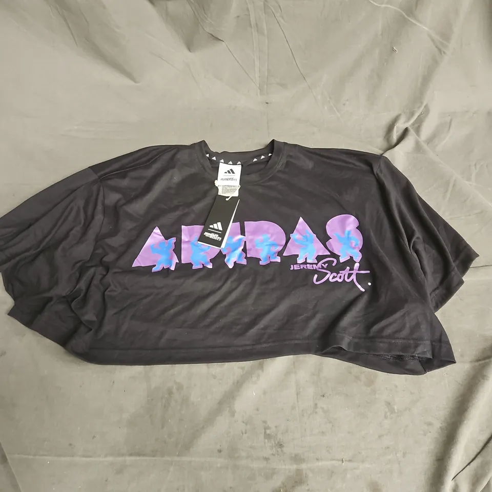 ADIDAS WOMENS JEREMY SCOTT CROPPED TRAINING TEE IN BLACK SIZE 2XL