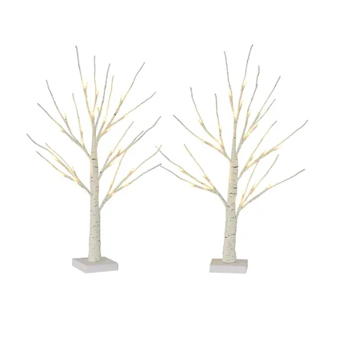 BOXED NEO SET OF 2 LED PRE LIT TWIG TREE LIGHTS 60CM BIRCH TREE LAMP WARM WHITE LIGHTS (1 BOX)