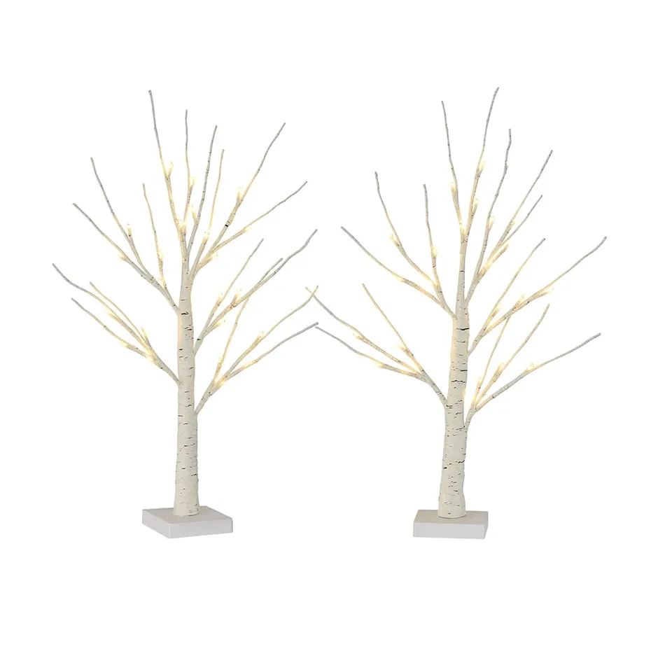 BOXED NEO SET OF 2 LED PRE LIT TWIG TREE LIGHTS 60CM BIRCH TREE LAMP WARM WHITE LIGHTS (1 BOX)