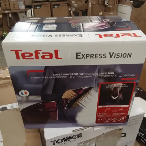 BOXED TEFAL EXPRESS VISION 6.9 BAR STEAM GENERATOR IRON - BLACK & PURPLE